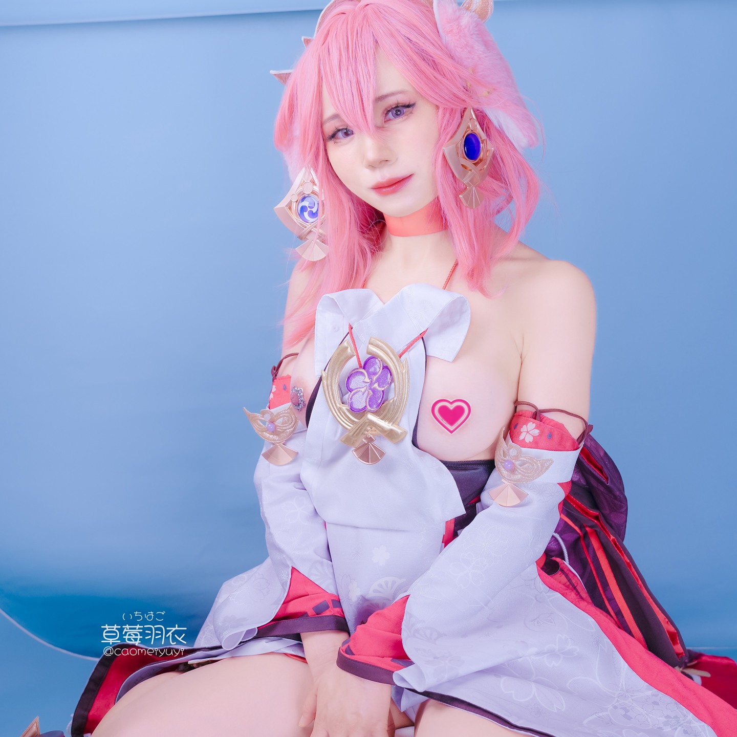 Cosplay 网红写真 草莓羽衣 - 八重神子