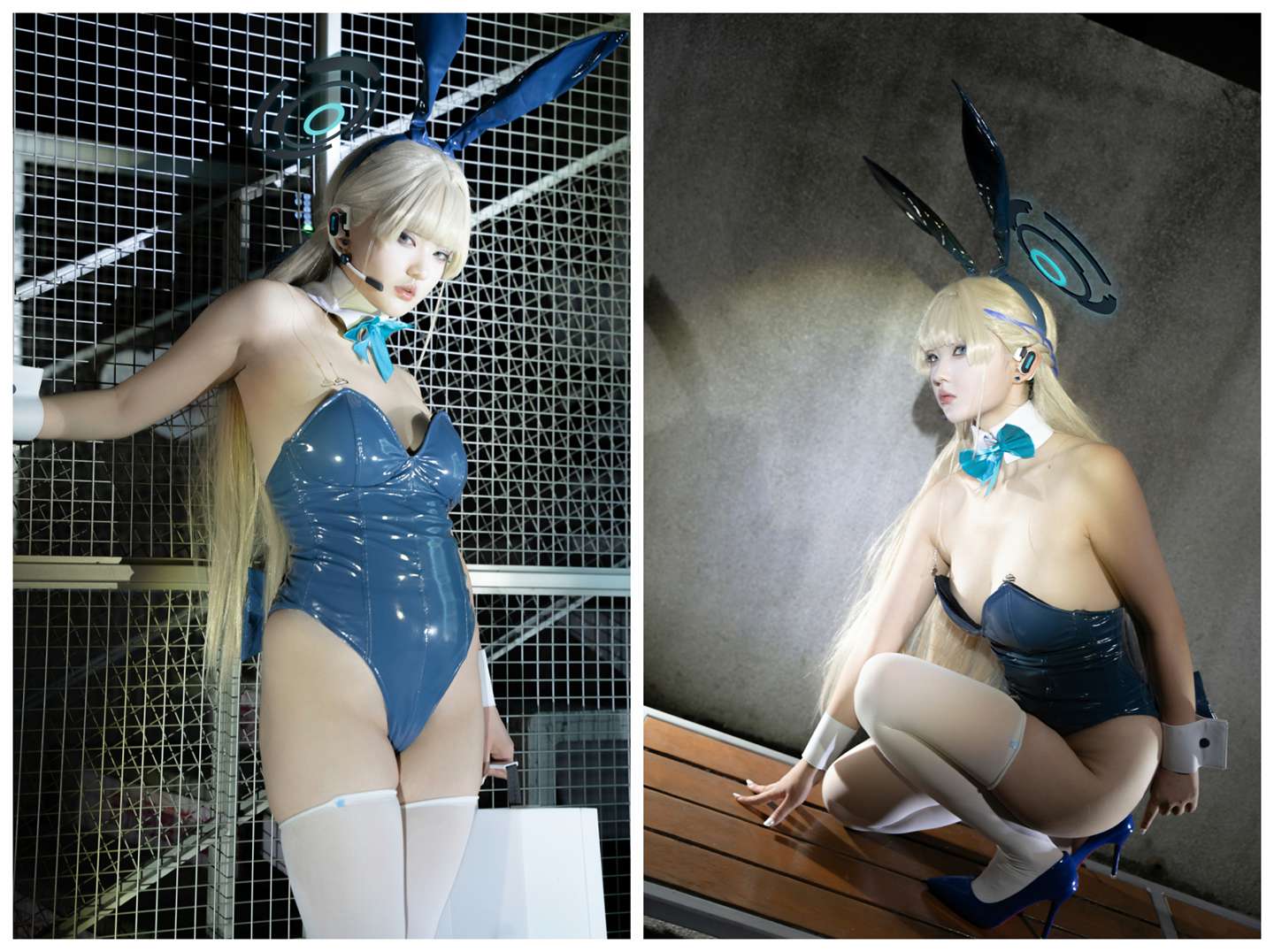 顶流COSER 飞鸟马时 蓝色兔女郎!铂金发丝与冰川蓝丝的致命碰撞,开启二次元性感新纪元