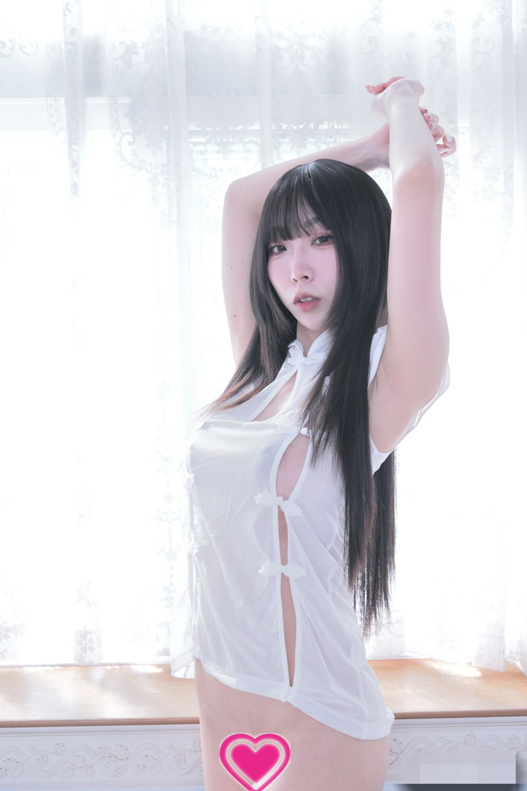 摄影师流出私房素人拍摄第八十八弹：国模Cian身着透视黑纱旗袍新春性感写真